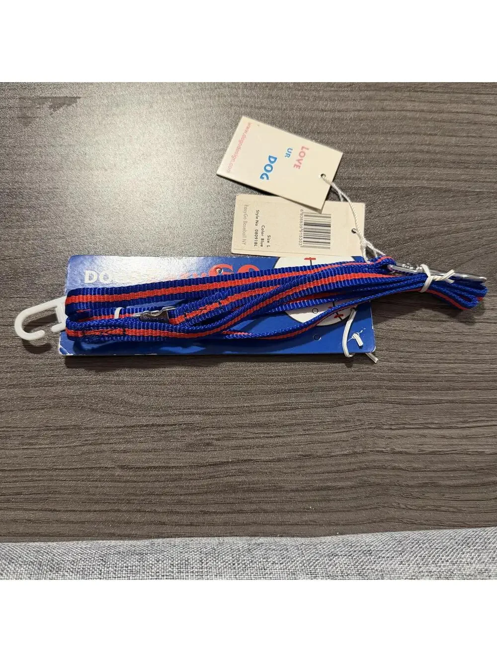 Doggo Easy Go Blue and Red Adjustable Dog Leash with Tags